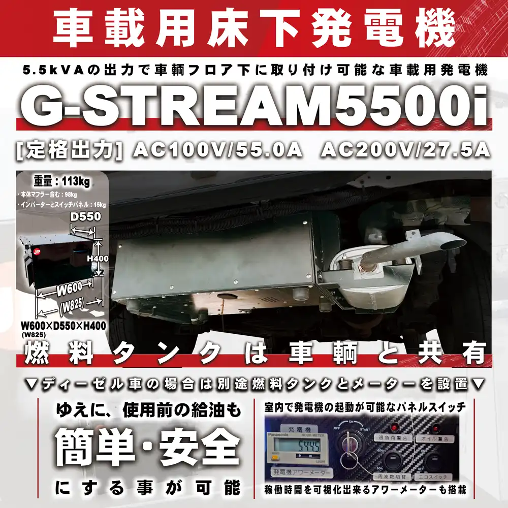 車載用床下発電機 G-STREAM5500i
