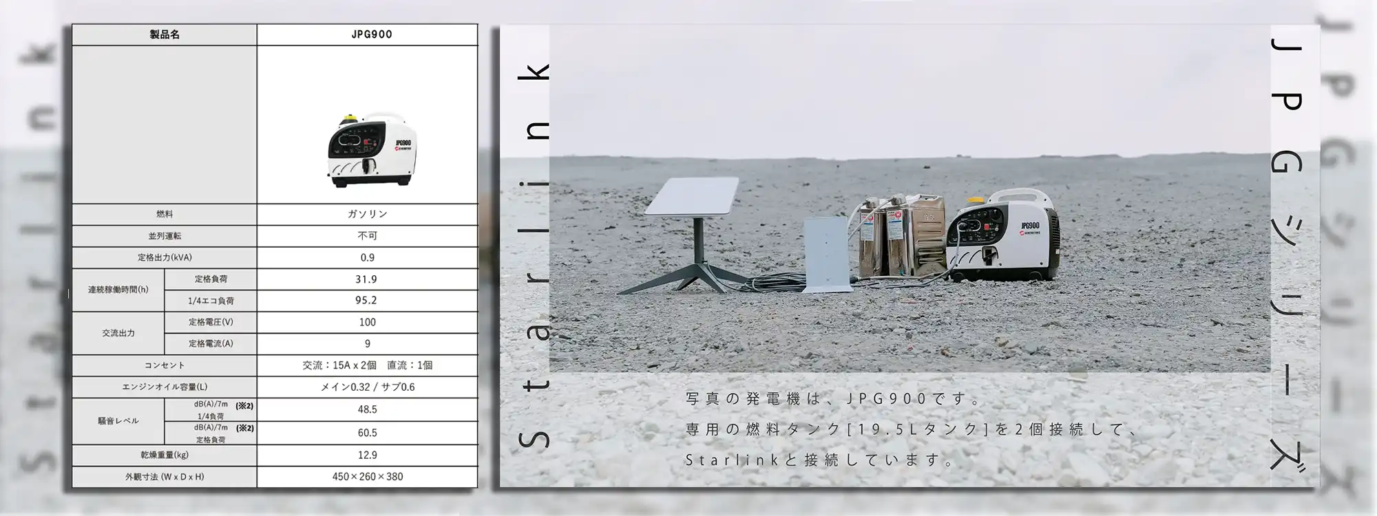 発電機72時間　スターリンク